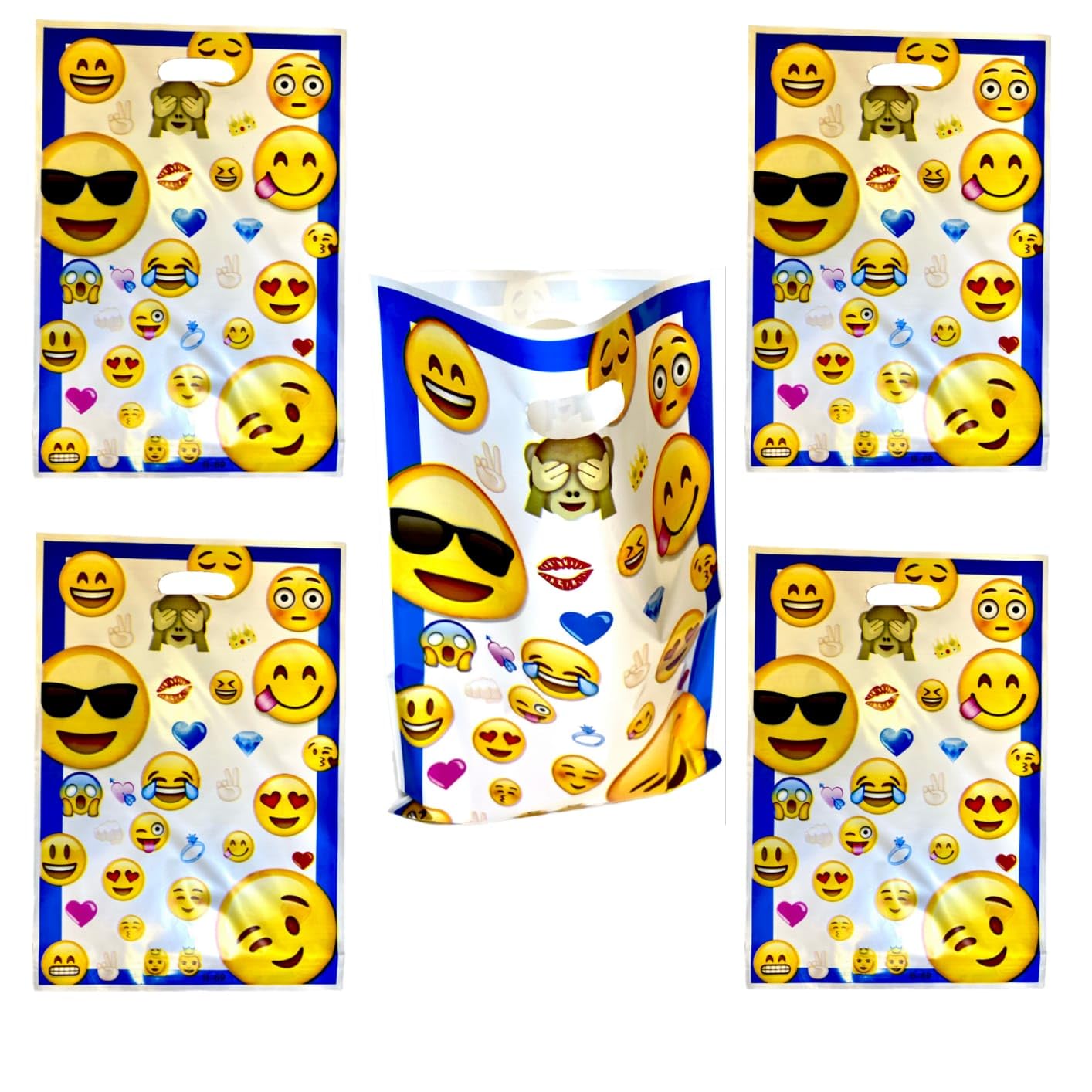 10 Pack Emoji Smiley Happy Birthday Party Favor Bags - 12