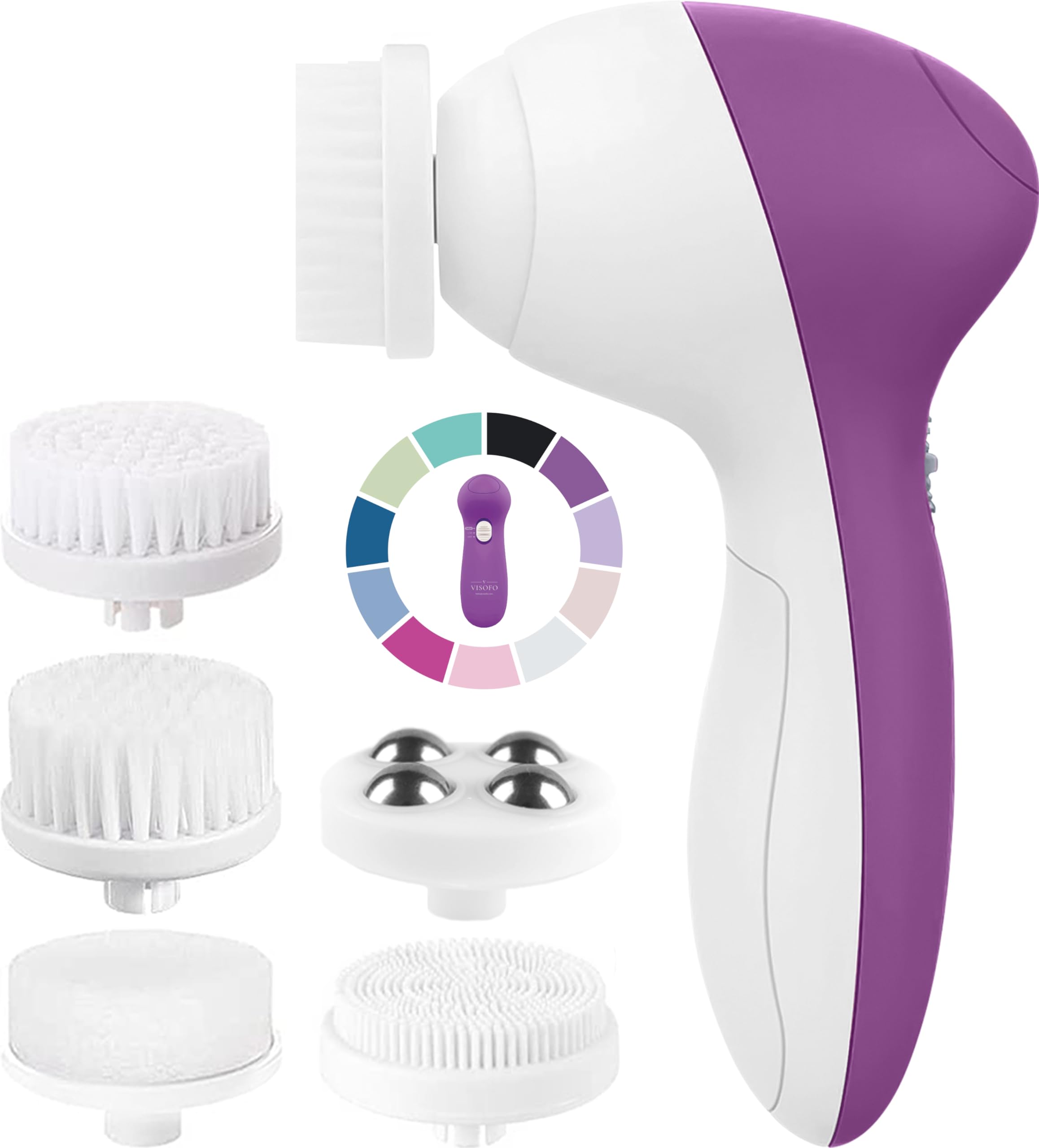 Electric Facial Cleansing Brush for Women - Deep Exfoliating & Cleansing Spin Brush with Soft Bristles, Rechargeable Skin Scrubber for Daily Skincare Routine | Perfect for Acne-Prone Skin & Makeup Removal (Amethyst)