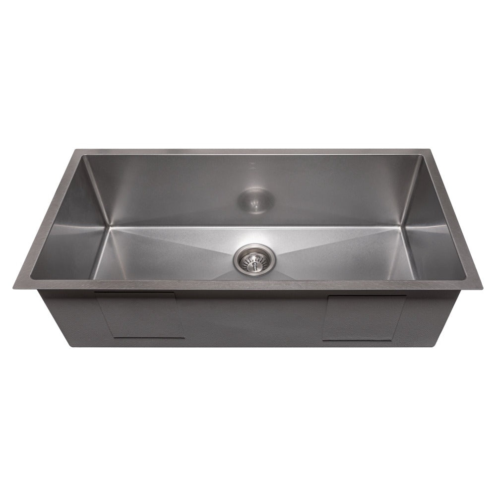 ZLINE 36 Inch Meribel Undermount Single Bowl Kitchen Sink - Satin Stainless Steel with Bottom Grid (SRS 36S) | Perfect for Modern Farmhouse & Commercial Kitchens