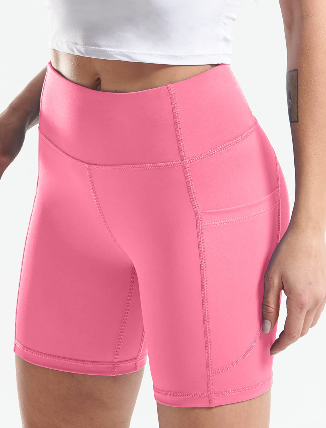CADMUS High Waist Yoga Shorts for Women - 3/4/6/7/8 Inch Inseam, Naked Feeling Workout Running Biker Shorts - Perfect for Yoga, Gym, Running & Lounge Wear
