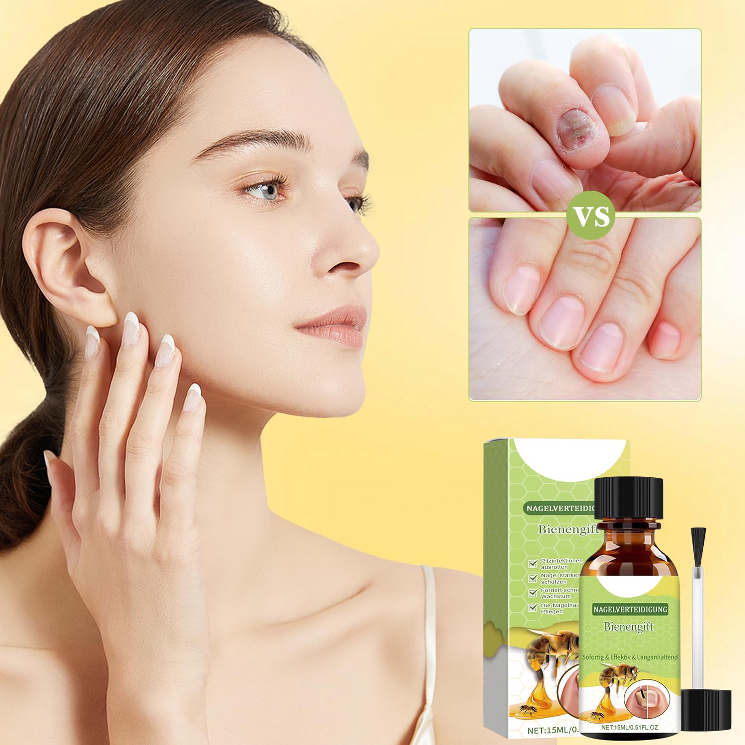 2Pcs Bee Venom Nail Treatment Serum for Growth & Repair - Strengthen & Protect Damaged Nails | Perfect for Brittle Nails & Fungal Treatment | At-Home Nail Care Solution