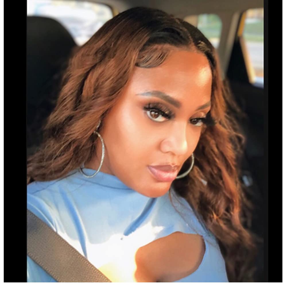 #1B30 Color Body Wave Human Hair Wigs - 180% Density HD Transparent Lace Front Wig 13x6 - Pre Plucked Brazilian Remy Hair Glueless Wig for Black Women (18 Inch) - Perfect for Daily Wear, Parties & Special Occasions