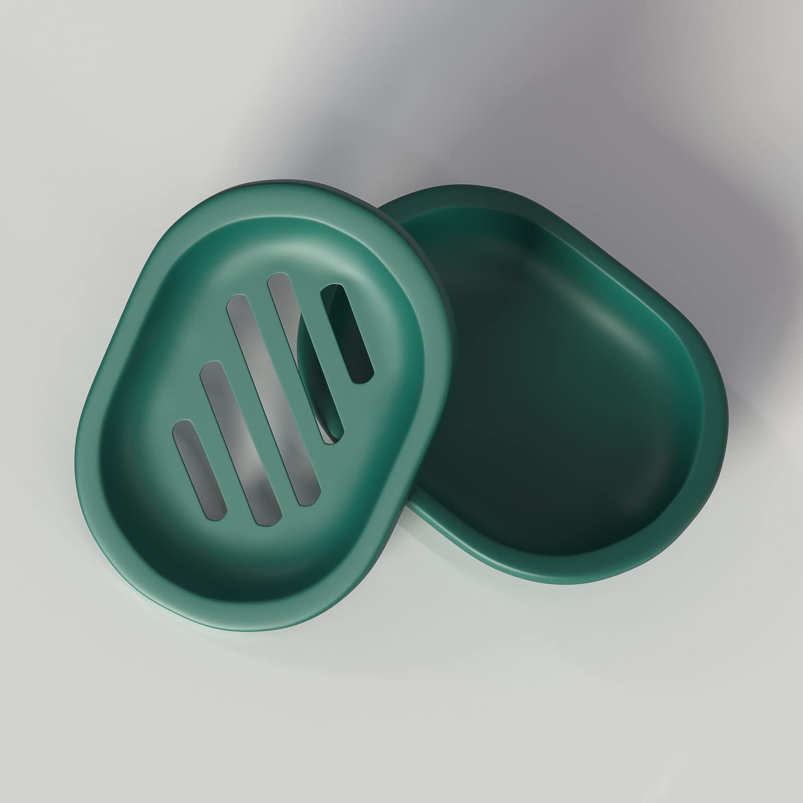 Topsky 2-Pack Plastic Soap Dish with Drip Tray - Double Layer Draining Soap Holder for Shower, Bathroom & Kitchen - Dark Green | Perfect for Bar Soap Storage & Organization in Wet Areas