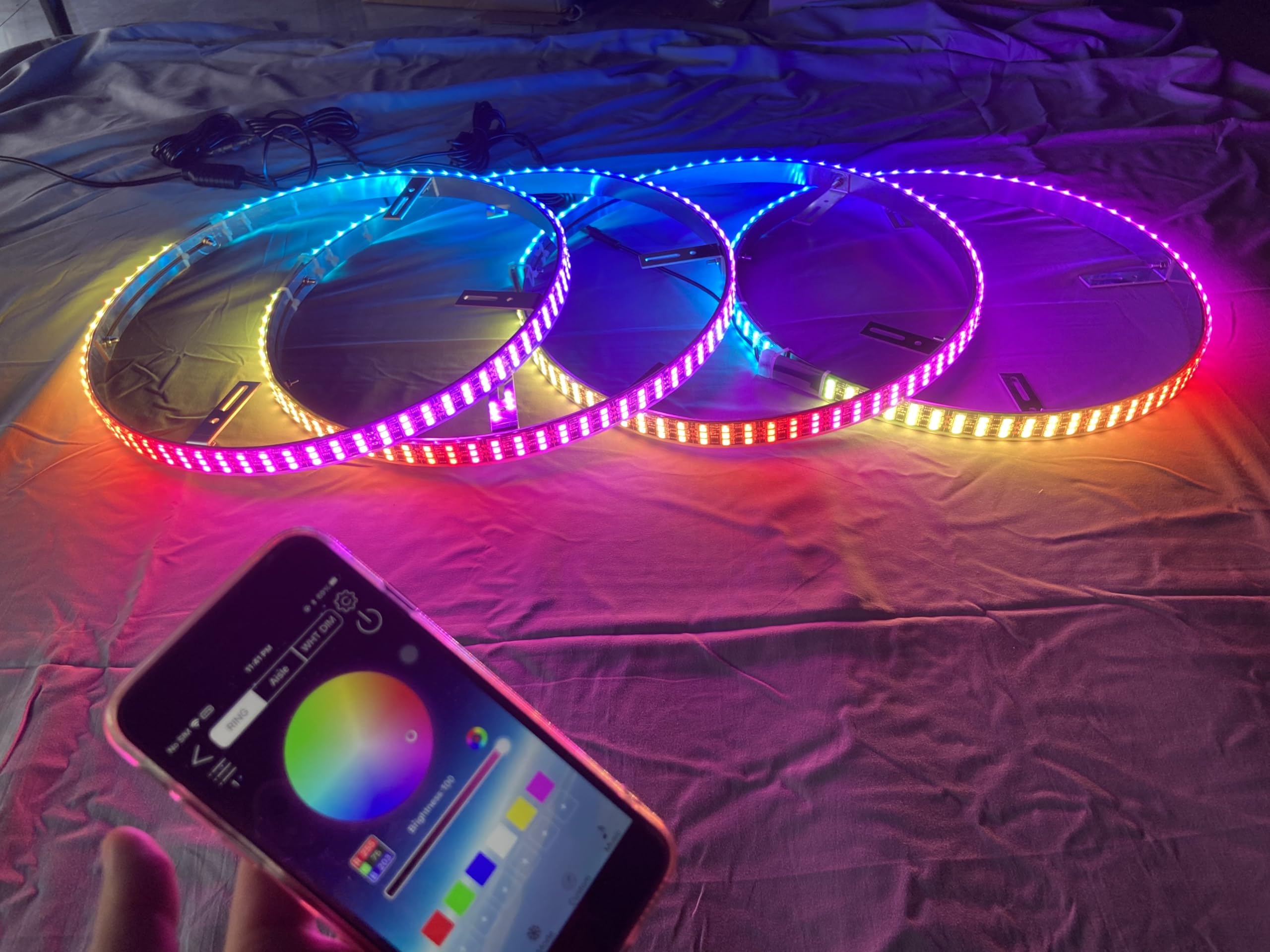 Bluetooth & Remote Control Triple Row LED Wheel Rim Lights - 4PCS 15.5