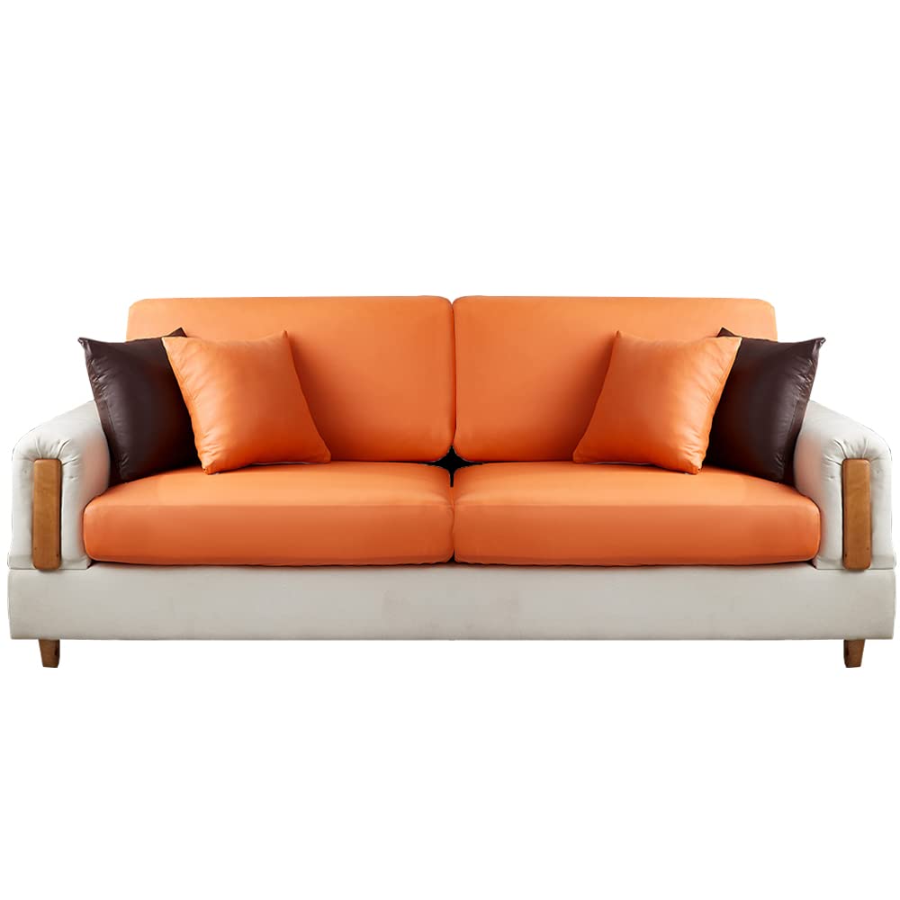 Lygooh Waterproof Leather Couch Cushion Covers - XL Orange Stretch Sectional Sofa Protector (1 Piece) | Dog & Pet Proof Furniture Cover for 4-Seater Couches | Perfect for Living Room, Family Room & Pet-Friendly Homes