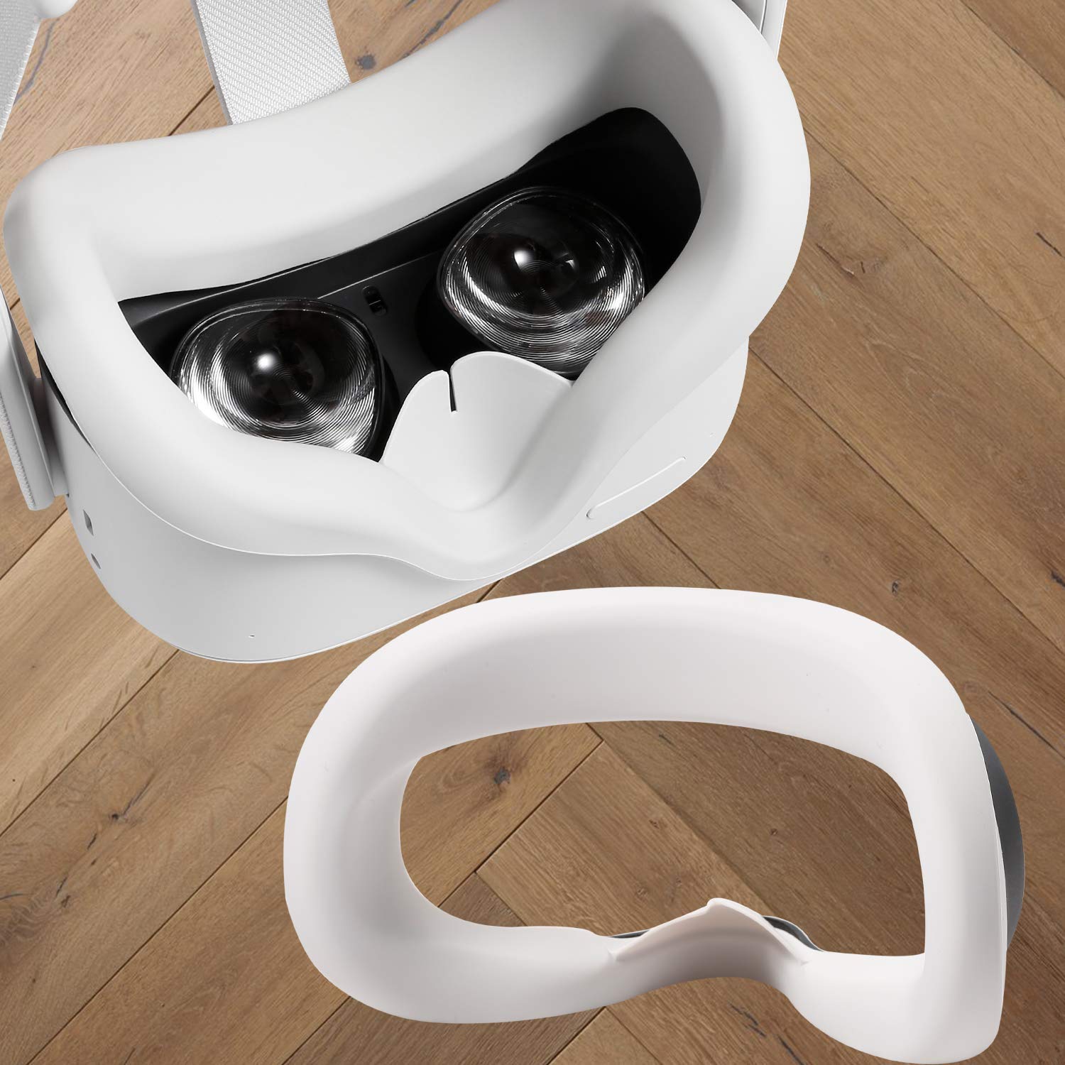 Topcovos VR Silicone Face Cover for Oculus Quest 2 - Sweatproof, Lightproof & Anti-Leakage Protective Interface - Perfect for Gaming, Fitness VR & Long Play Sessions