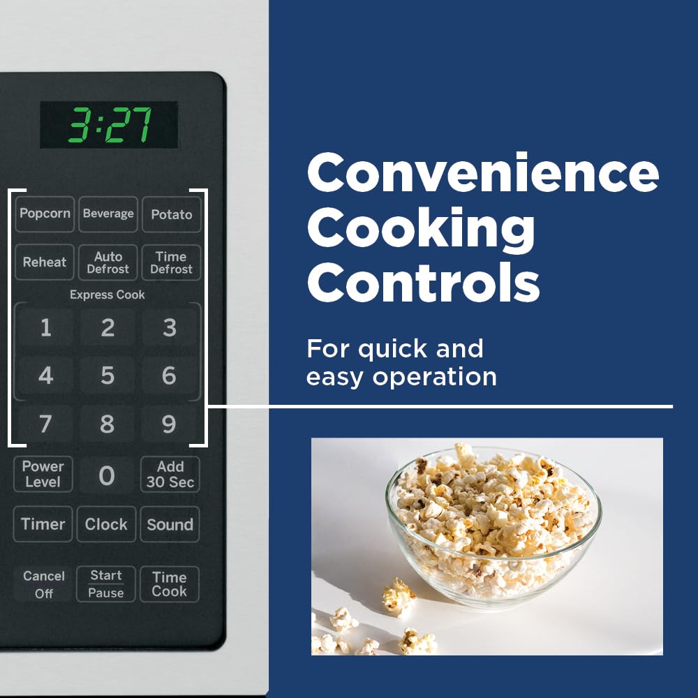 GE 0.7 Cu. Ft. 700W Countertop Microwave Oven - Compact Black Microwave for Kitchen, Dorm, Office & Small Spaces | Fast Cooking & Reheating | Energy Efficient