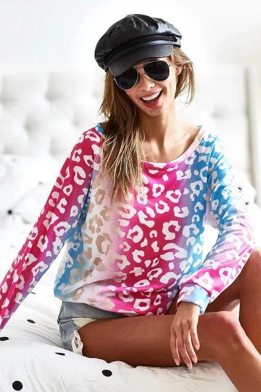 BiBi Gradation Leopard Print T-Shirt for Women - Trendy Animal Print Tee for Casual Wear, Street Style & Everyday Outfits