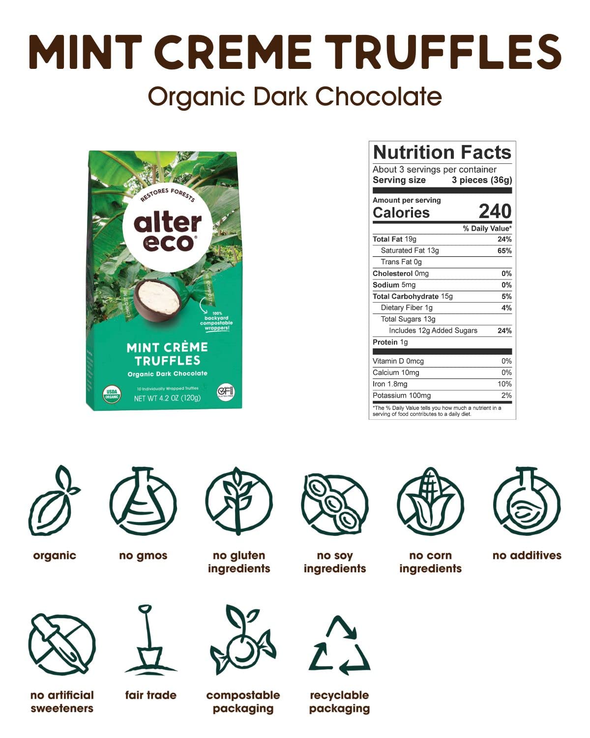Organic Dark Chocolate Truffles - Fair Trade, Non-GMO, Gluten Free - Perfect for Gifts & Desserts