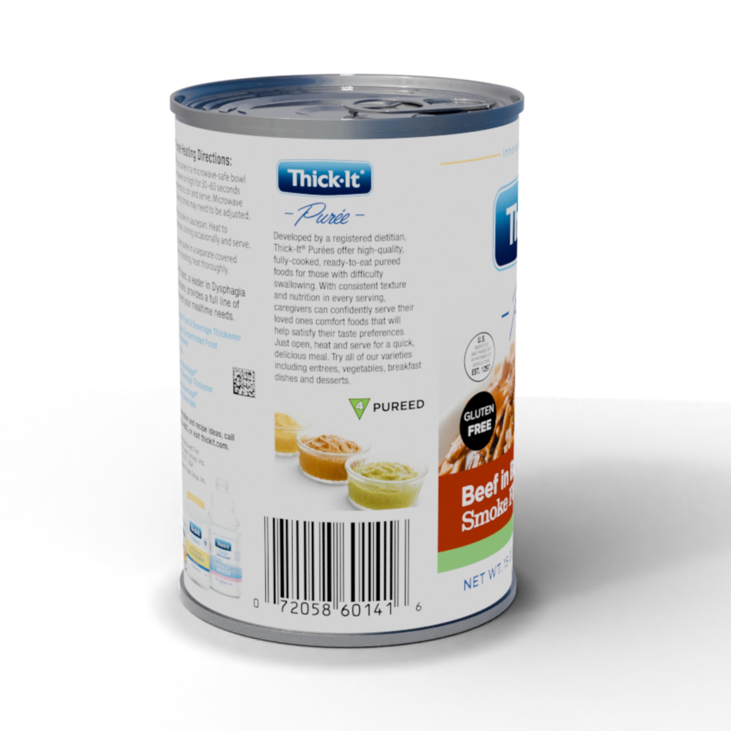 Thick-It Pureed Beef in Barbecue Sauce (IDDSI Level 4) - 15oz Cans (Pack of 12) | Real Beef, Easy-to-Swallow, Nutrient-Rich Puree for Dysphagia Diet | Perfect for Seniors, Post-Surgery Recovery & Special Needs Meals