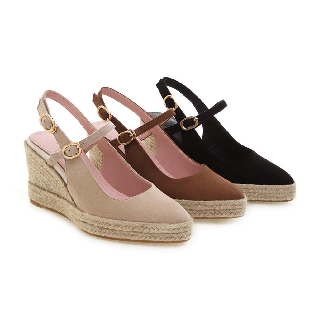 Mioke Women's Espadrille Wedge Sandals - Pointed Toe Slingback Strap Chunky Heel Dress Shoes for Summer Weddings, Beach Vacations & Date Nights