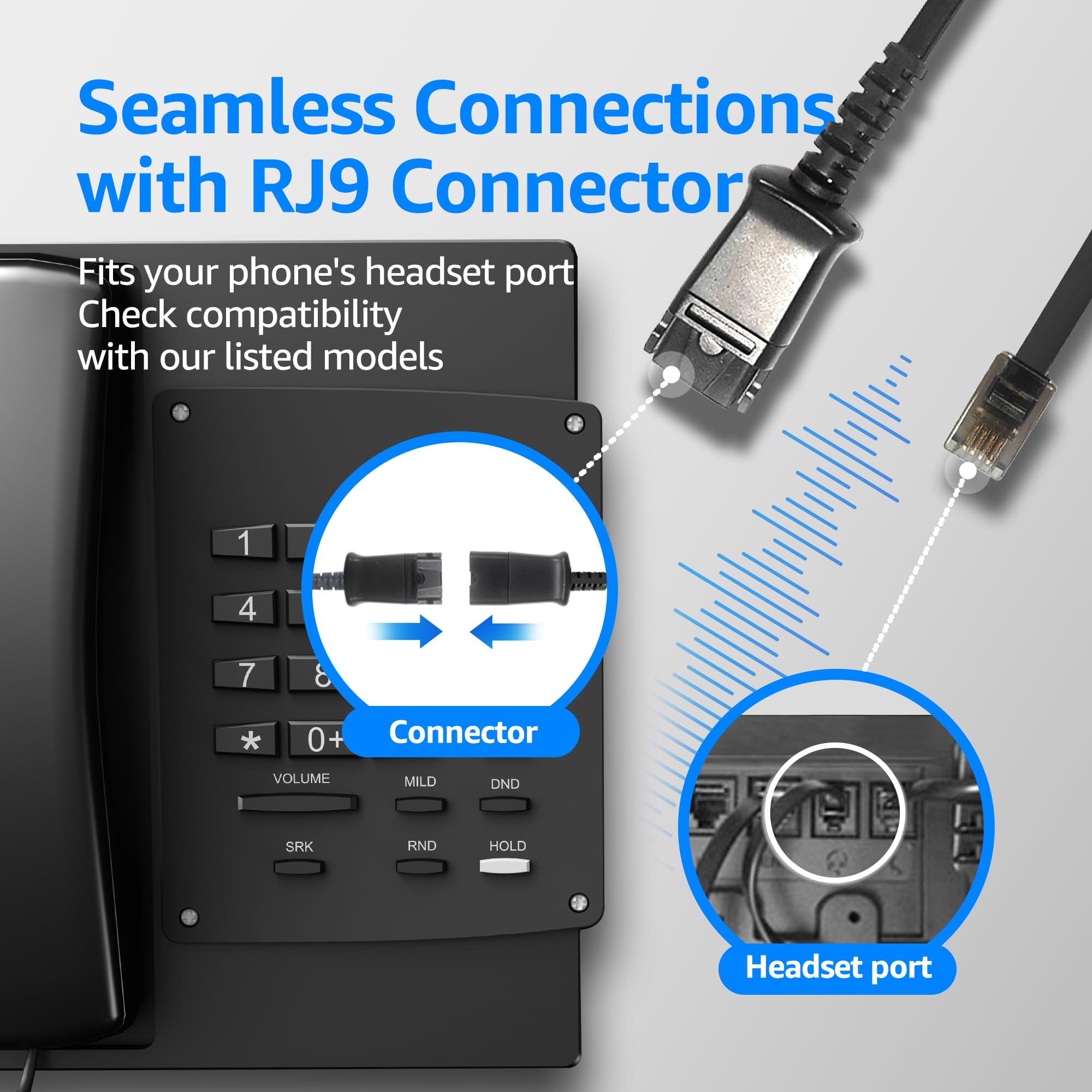 Noise Cancelling Office Headset IPD IPH-160 - Compatible with Polycom VVX, Aastra, Avaya, Nortel, Samsung & Mitel Phones - Perfect for Call Centers, Remote Work & Business Communications