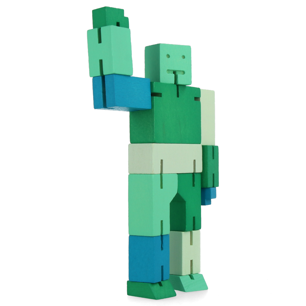 Cubebot Small Green Wooden Robot Toy - Fun & Educational STEM Gift for Kids | Perfect for Playtime, Learning & Home Decor