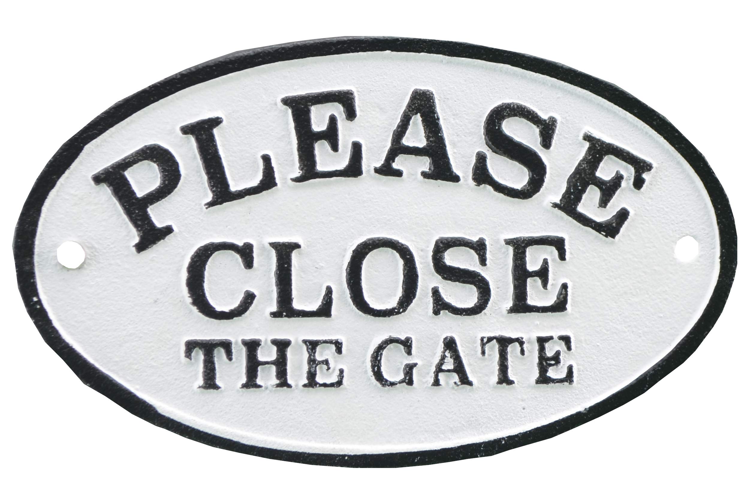 Vintage Please Close The Gate Cast Iron Plaque Sign - Black & White Farmhouse Decor for Doors, Fences & Garden Entryways