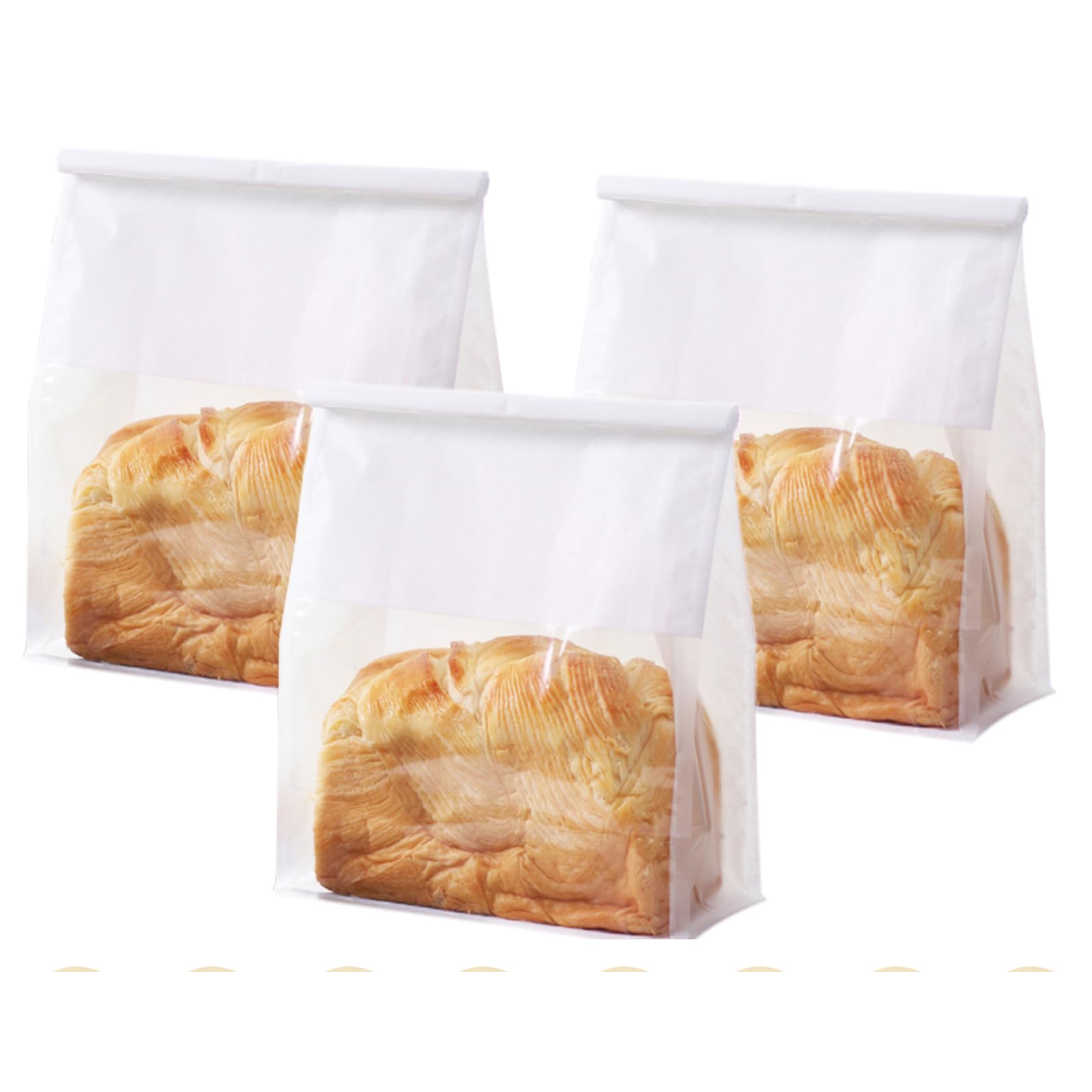 Funcoo 50 Pcs White Paper Bread Bags with Window - 11