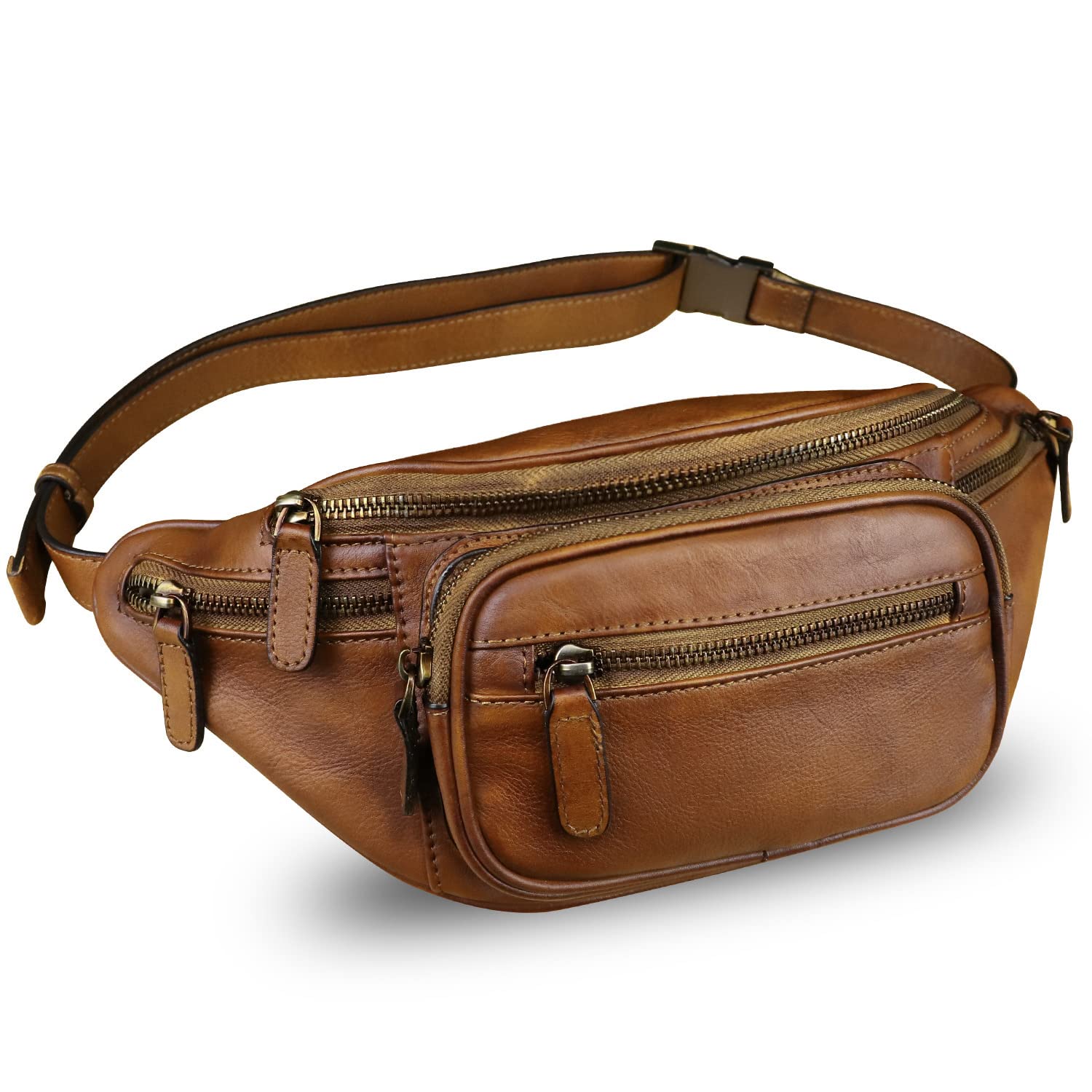 Genuine Leather Fanny Pack for Women & Men - Fashionable Waist Bag, Crossbody Sling Bag & Shoulder Backpack (Brown) - Perfect for Travel, Hiking & Everyday Use