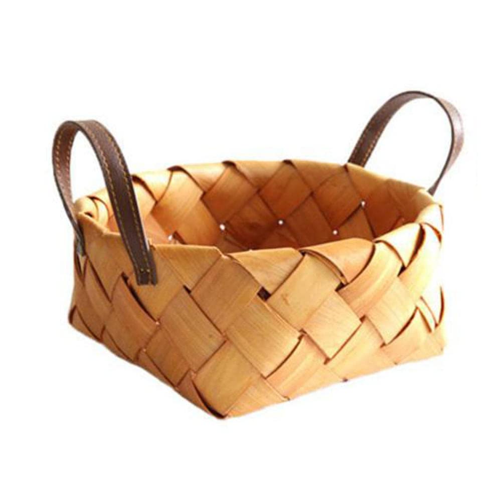 SAXTZDS Hand Woven Basket - Round Kitchen Storage Basket for Bread, Fruits & Vegetables | Portable & Durable for Pantry, Picnic, Dining Table & Home Decor