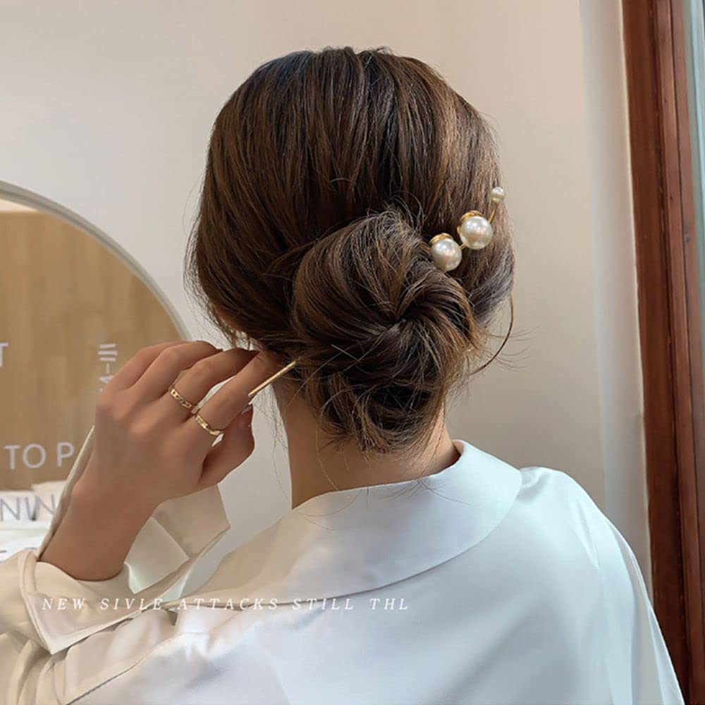 UTHTY Wedding Pearl Hair Pins - Elegant Bridal Hair Accessories with Alloy Pearls, Hair Sticks & Bobby Pins for Hairstyling (2-Pearl Design) - Perfect for Weddings, Proms & Special Occasions