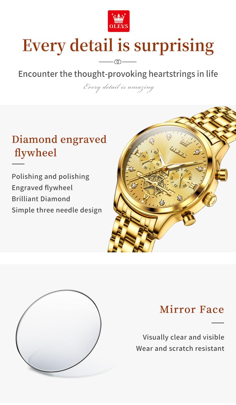 OLEVS Women's Luxury Two-Tone Stainless Steel Watch with Diamond Accents - Waterproof Analog Quartz Watch for Business, Fashion & Everyday Wear