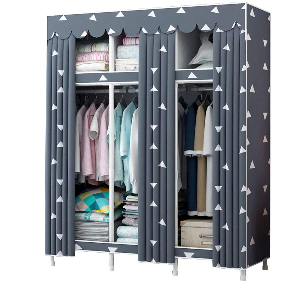 Portable Clothes Closet Wardrobe - Waterproof Fabric Storage Cabinet with Steel Frame, No-Tool Assembly, Gray (51x18x67 inches) - Ideal for Bedroom, Closet Organization, Dorm Room & Small Space Storage Solutions
