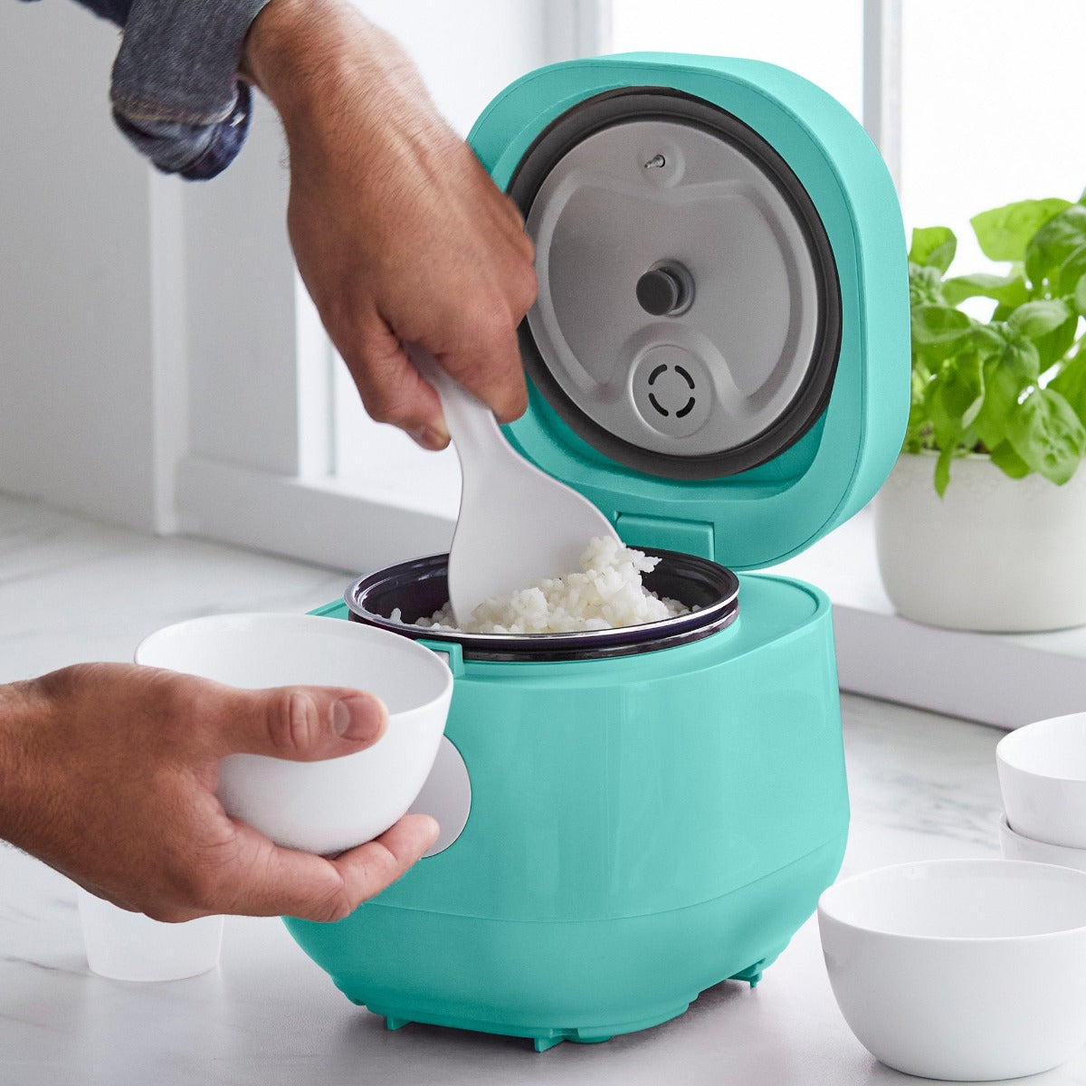 GreenLife 4-Cup Nonstick Rice Cooker & Grain Steamer | Turquoise Electric Cooker for Perfect Rice, Quinoa & Oats | Ideal for Small Kitchens, Dorms & RVs