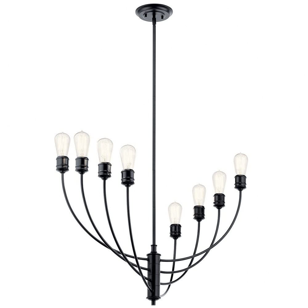 8-Light Adjustable Arm Chandelier in Classic Pewter - Modern Ceiling Light Fixture for Dining Room, Living Room & Bedroom Lighting