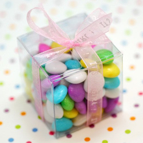 100 Pack 7cm Clear PVC Plastic Folding Gift Boxes - Small Rectangle & Square Jewelry Packaging Boxes for Wedding Favors, Party, Candy, Chocolate, Soap | Perfect for DIY Crafts, Retail Display & Event Giveaways