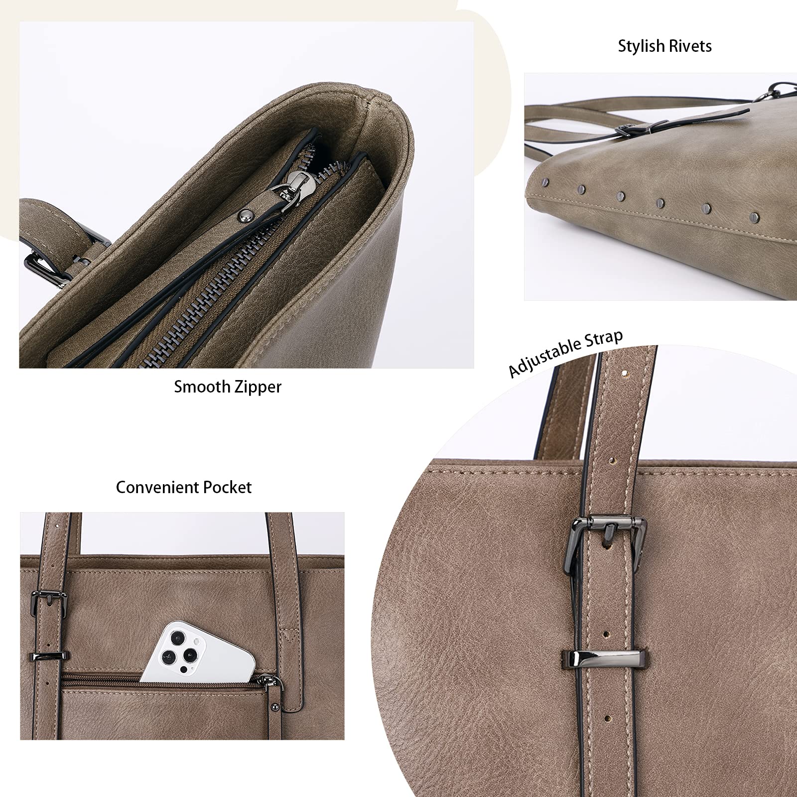 KL928 Women's PU Leather Tote Bag - Large Shoulder Bag & Top Handle Satchel Purse 2-Piece Set for Work, Travel & Everyday Use | Durable & Stylish Handbags
