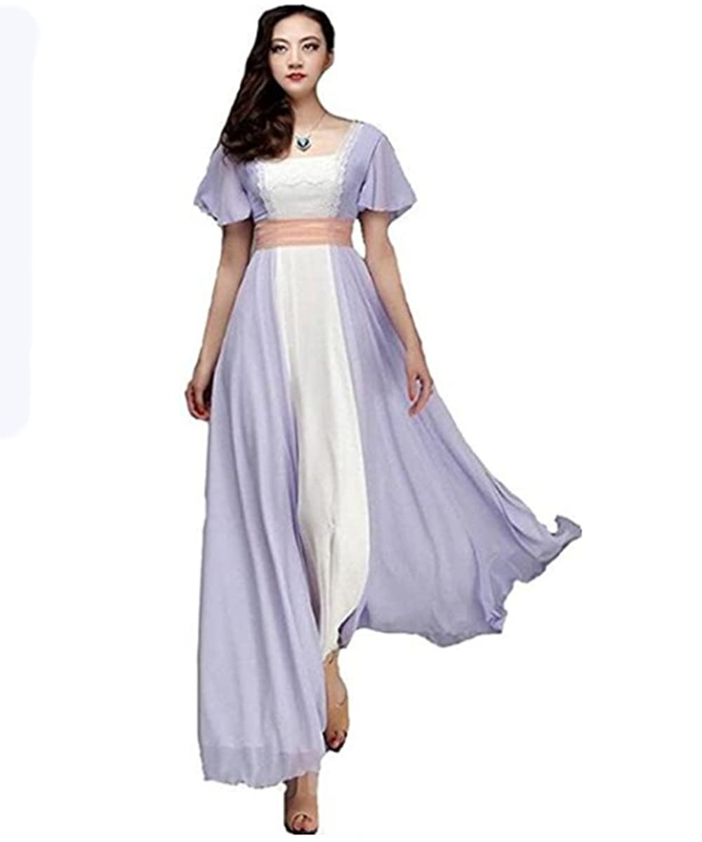 Women's Titanic Rose Movie Costume Dress - Elegant Long Maxi Prom Gown for Cosplay, Halloween & Themed Parties | Inspired by the Iconic Film