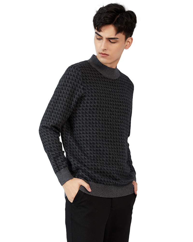 100% Cashmere Men's Knit Mock Neck Sweater - Soft & Warm Winter Pullover for Casual & Business Wear