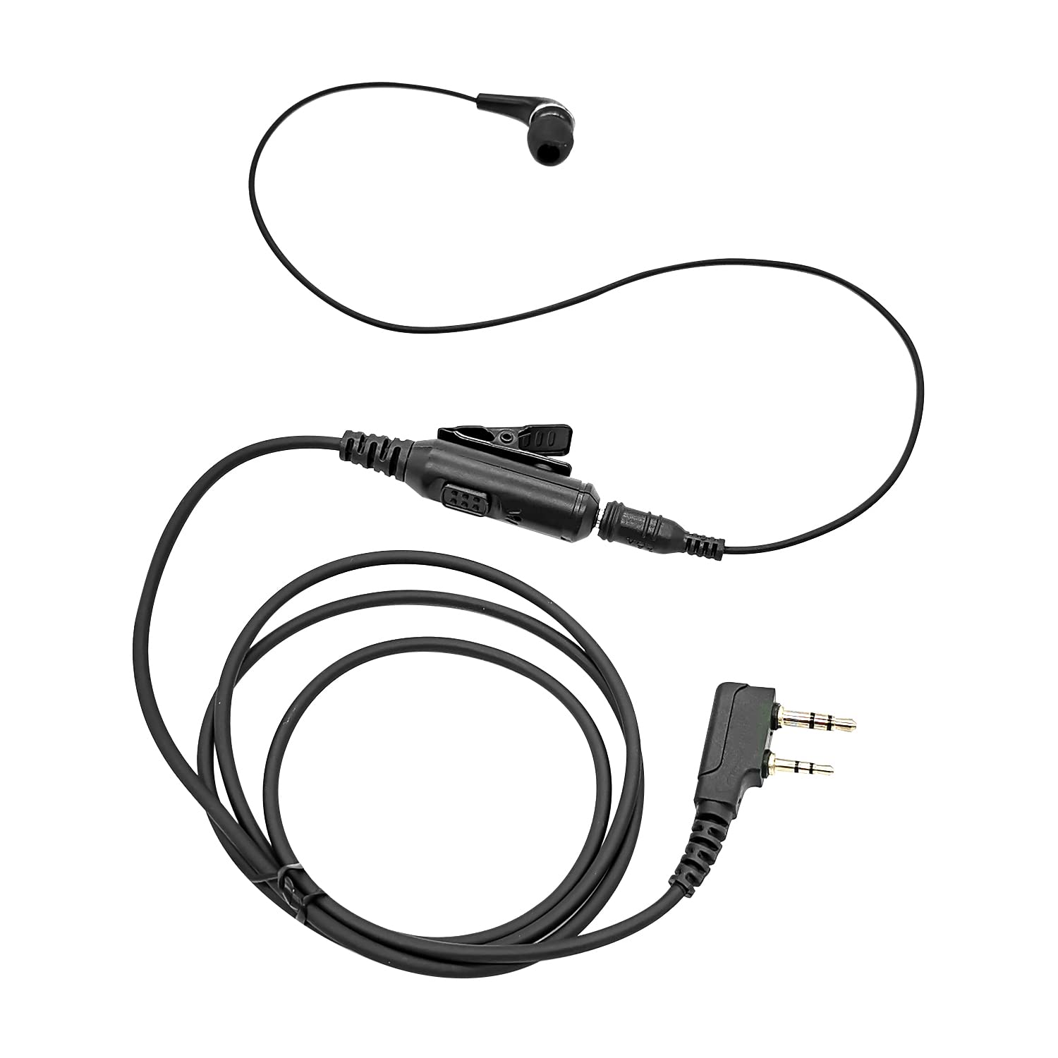 RATAOK 2 Pin Surveillance In-Ear Earpiece with Quick Disconnect - Compatible with Kenwood & BaoFeng Walkie Talkies - Ideal for Security, Event Staff & Two-Way Radio Communication