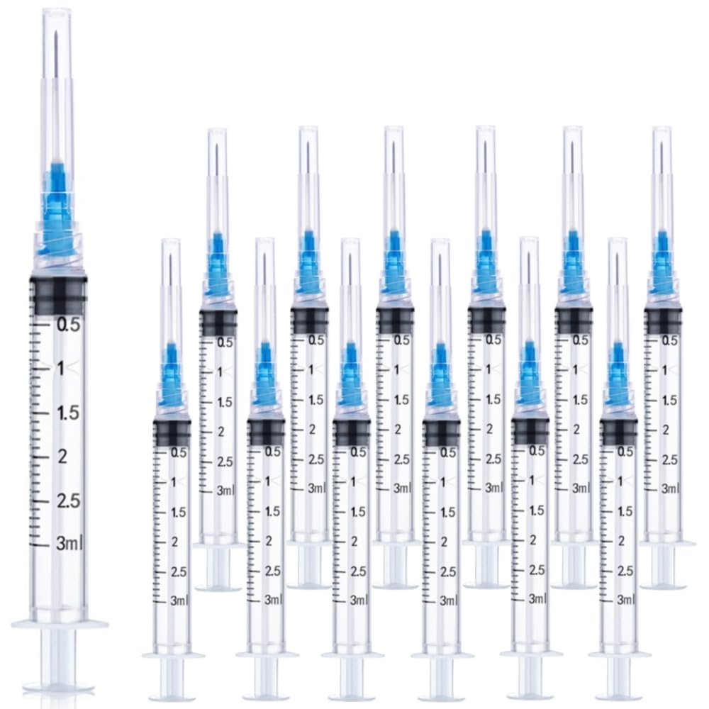 50 Pack Sterile 3cc 3ml Syringe with 23G 1 Inch Needle - Precision Liquid Measuring for Lab Research, Medical Use & Industrial Dispensing | Ideal for Scientific Experiments, Medication Administration & Chemical Applications