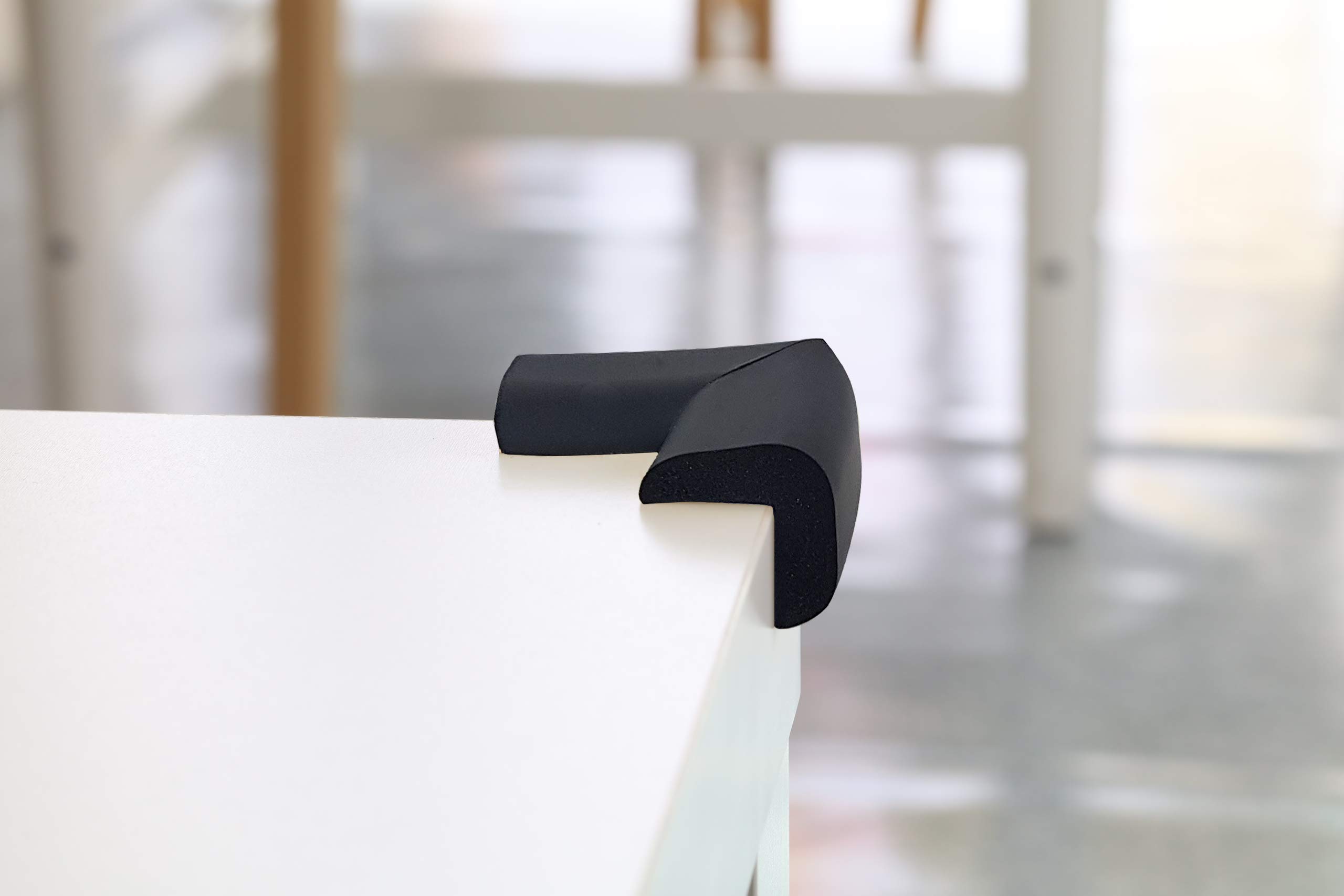 Baby Proofing Edge & Corner Guards Set - 6.5ft Cushion x2 & 8 Corner Protectors, Black L-Shaped NBR Foam with Strong Double-Sided Tape - Furniture Safety Bumper for Tables, Counters, Cabinets - Childproof Your Home for Toddler Safety
