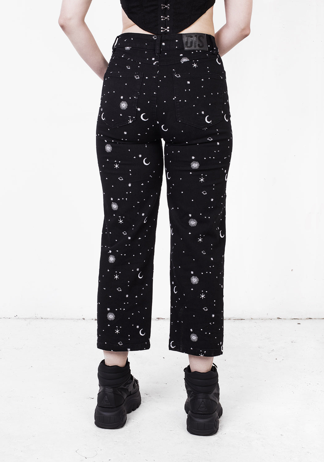 CELESTIAL EMBROIDERED JEANS for Women - Stylish High Waist Distressed Denim Pants with Floral Design - Perfect for Casual Outfits, Streetwear & Boho Fashion