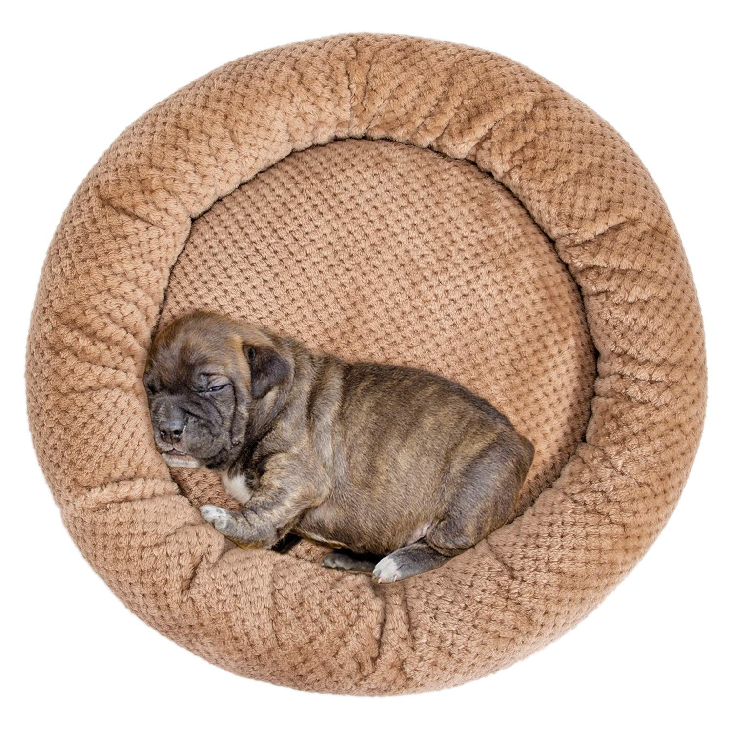 Premium WONDER MIRACLE Plush Pet Bed - Ultra Soft Dog & Cat Bed for Crates, Washable (24x24 Inch, Mocha Brown) - Perfect for Indoor Pets, Cozy Sleeping & Crate Training