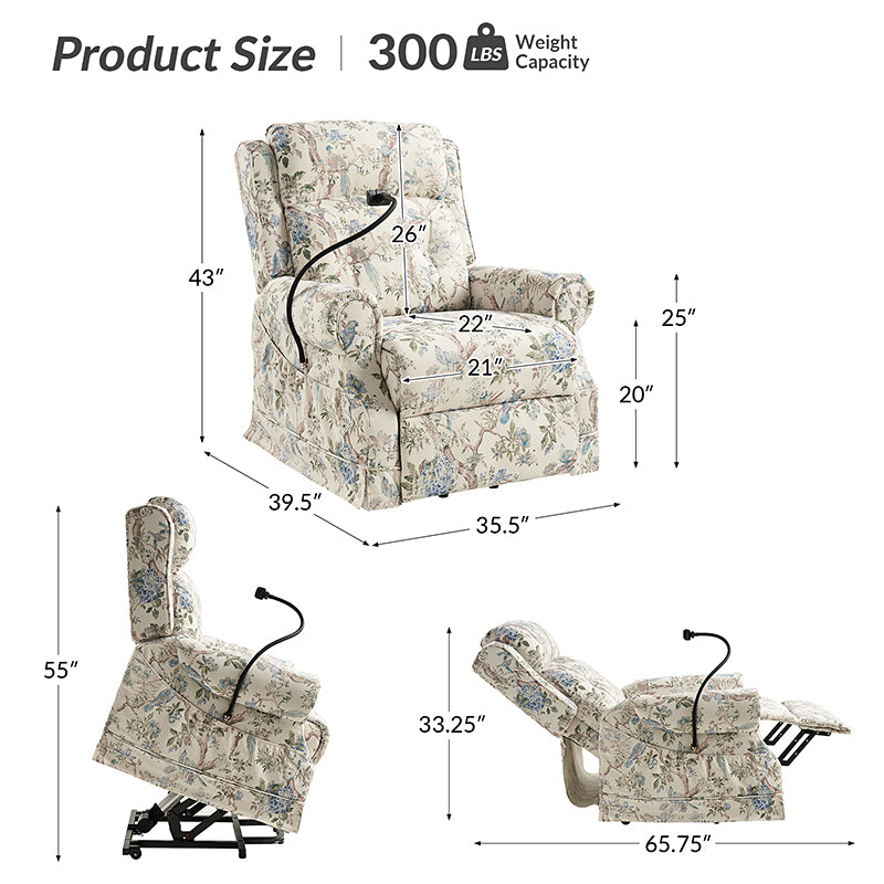 Harold Lift Assist Power Recliner Chair with Massage, Heat & Adjustable Headrest - Comfortable Electric Reclining Sofa for Elderly & Mobility Needs - Perfect for Living Room, Home Theater & Relaxation