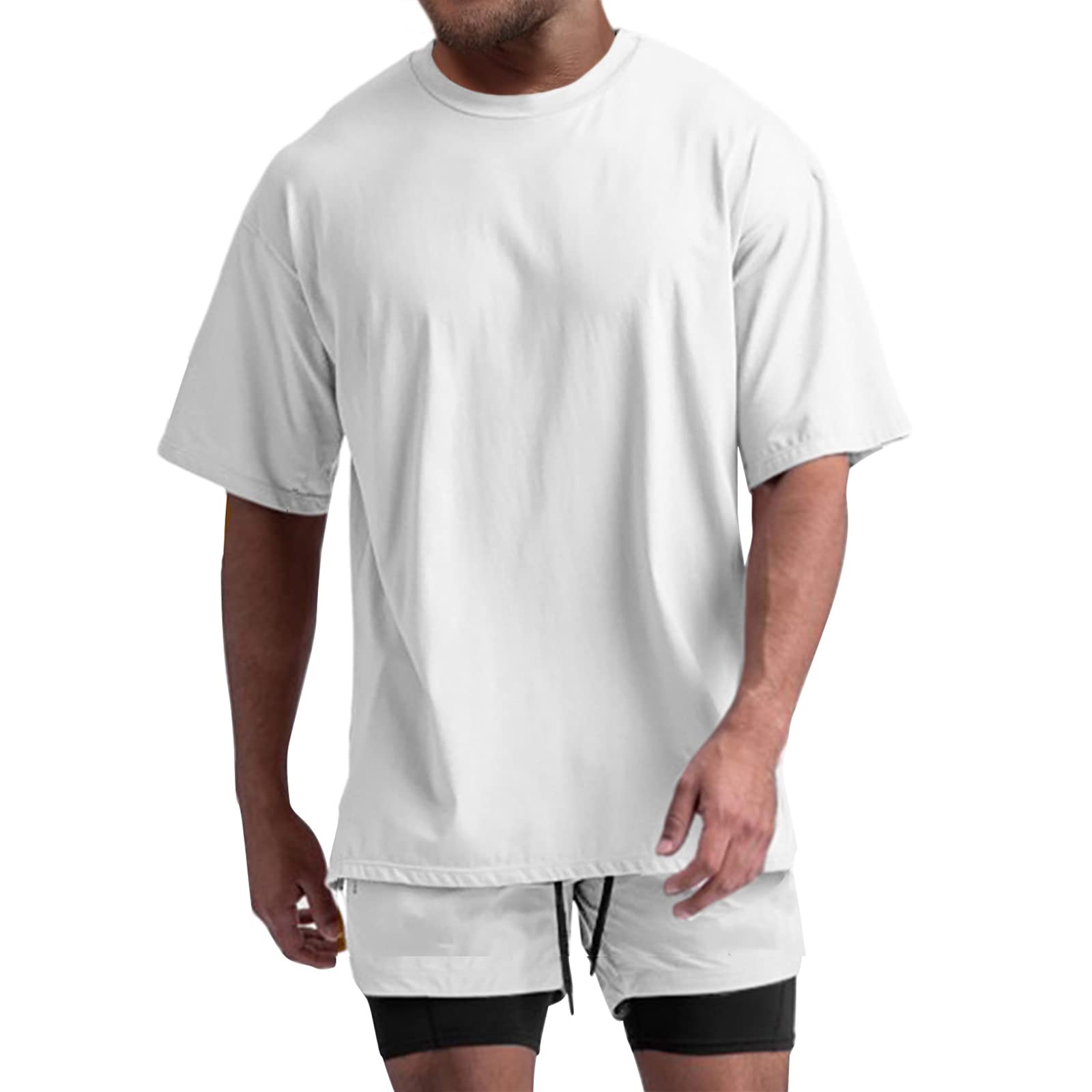 **Men's Oversized Workout T-Shirts - Lightweight Quick Dry Short Sleeve Crew Neck Athletic Tee for Gym, Running & Casual Wear**