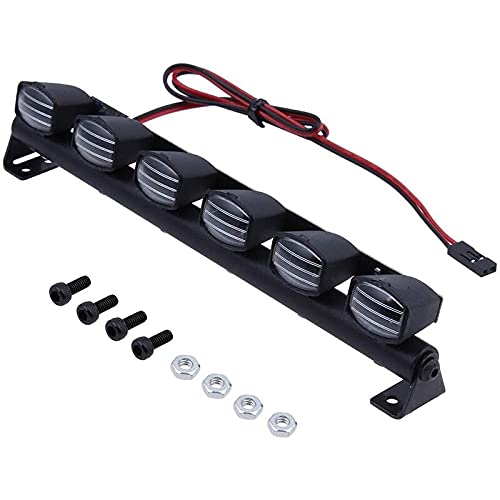 6 LED Light Bar Kit for 1/10 RC Crawler Car & Truck - Black Replacement Roof Lights | Off-Road RC Vehicle Accessories for Night Crawling & Trail Adventures