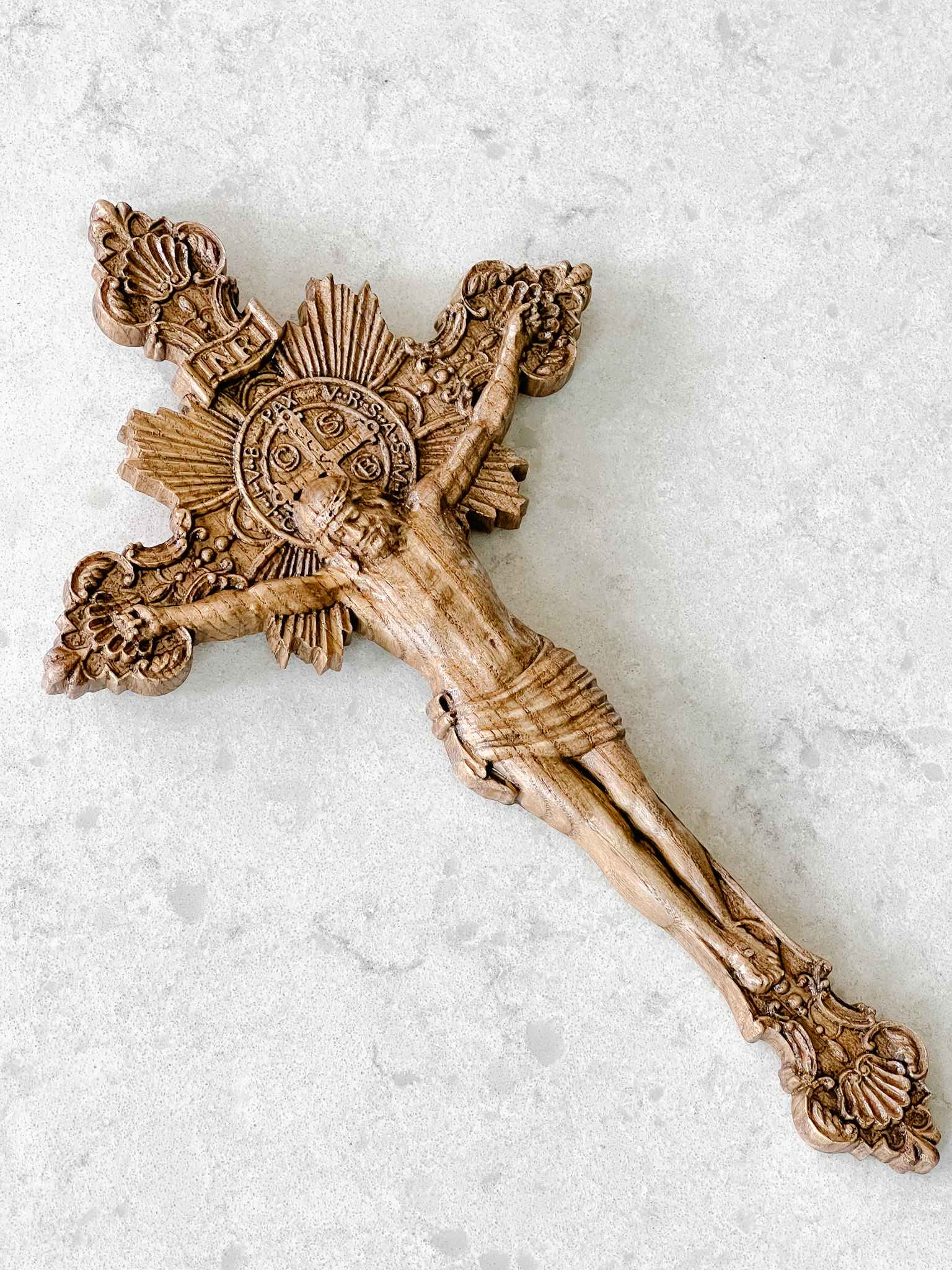 Hand Carved Wooden Crucifix - Religious Wall Decor for Home, Church & Prayer - Perfect for Easter, Christmas & Spiritual Gifting