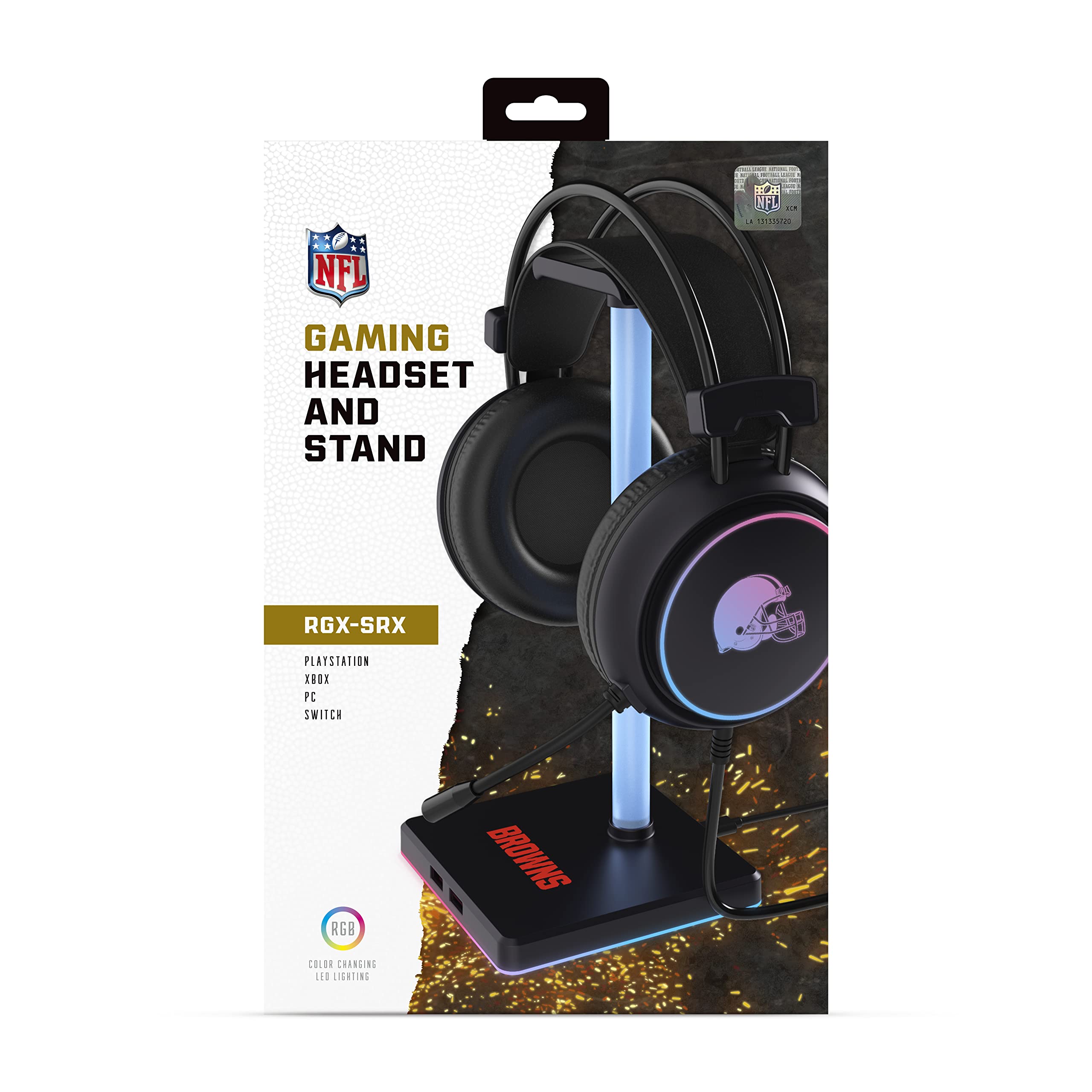 SOAR NFL LED Gaming Headset with Stand - Wireless Bluetooth Headphones for PC/PS4/PS5/Xbox - Perfect for Gaming, Streaming & Sports Fans