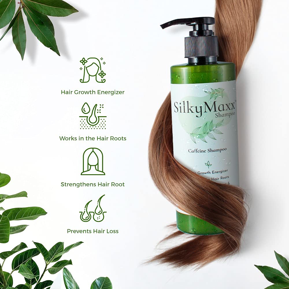 SilkyMaxx Hair Growth Shampoo with Caffeine & Coffea Arabica Extract - Reduces Hair Fall & Promotes Thicker Hair - Perfect for Daily Use & Damaged Hair Repair