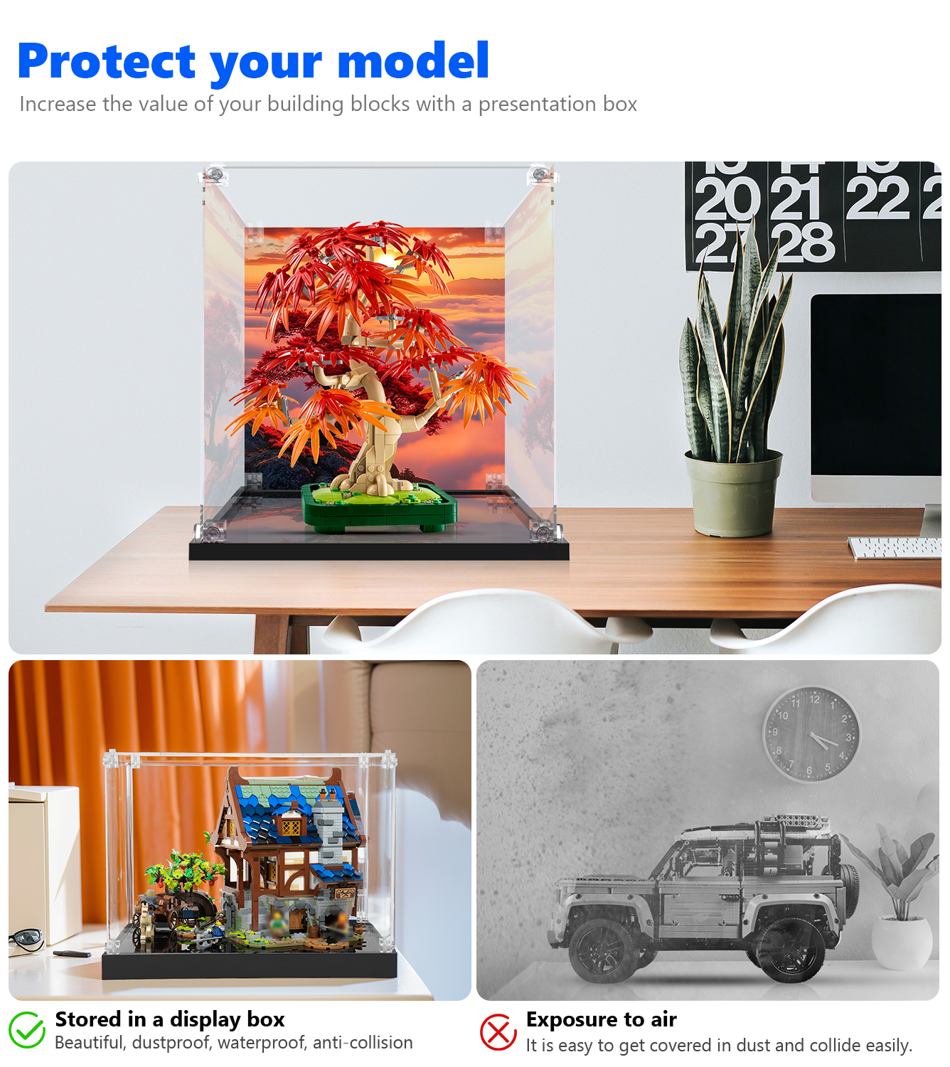 LEGO® The Botanical Collection Japanese Red Maple Bonsai Tree 10348 Display Case - Acrylic Protection for LEGO Bonsai Model - Perfect for Home Decor, Office Display & Gift for LEGO Enthusiasts