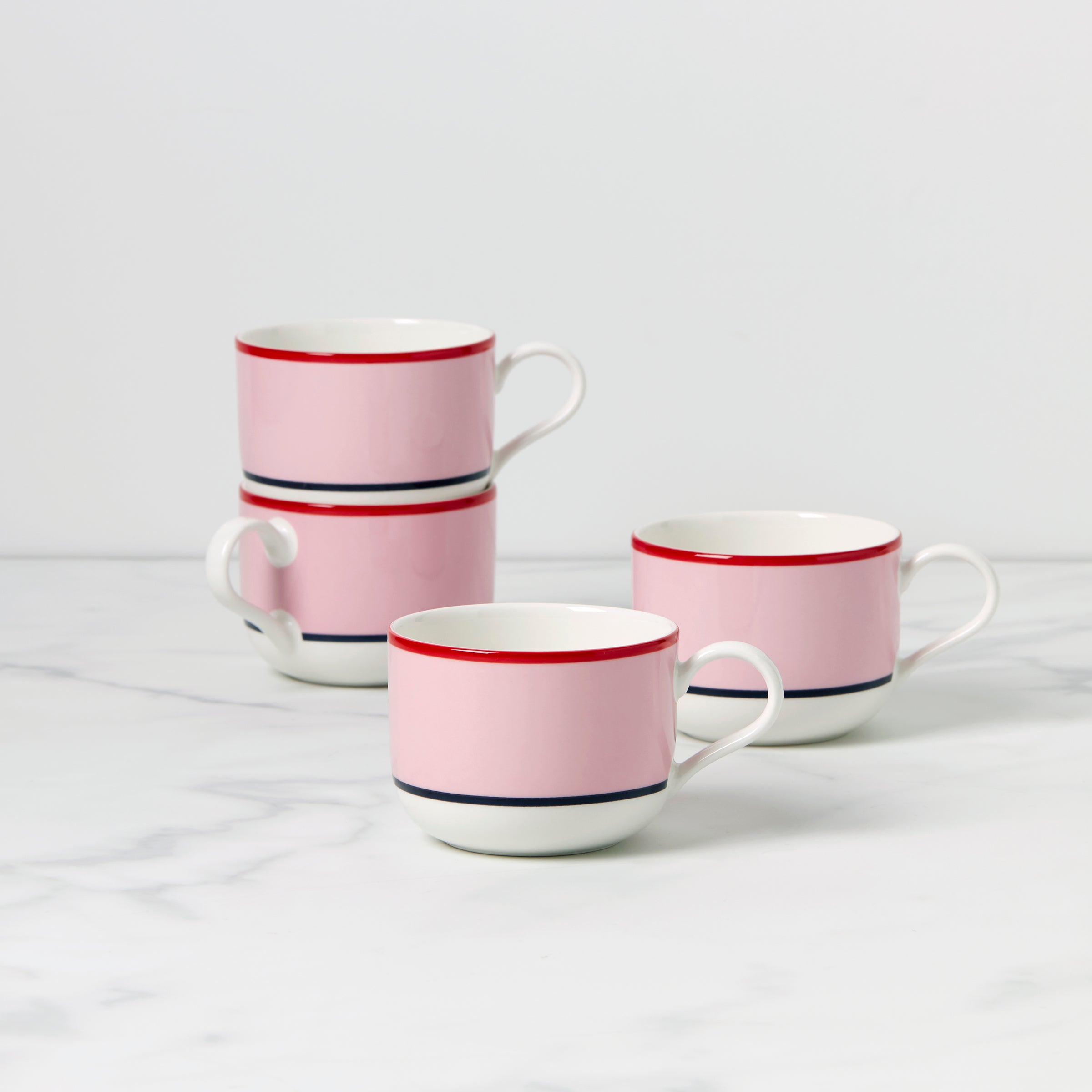 Make It Pop Mugs - Set of 4 Colorful Coffee Cups (Pink & Blue) for Home, Office, or Gift Giving