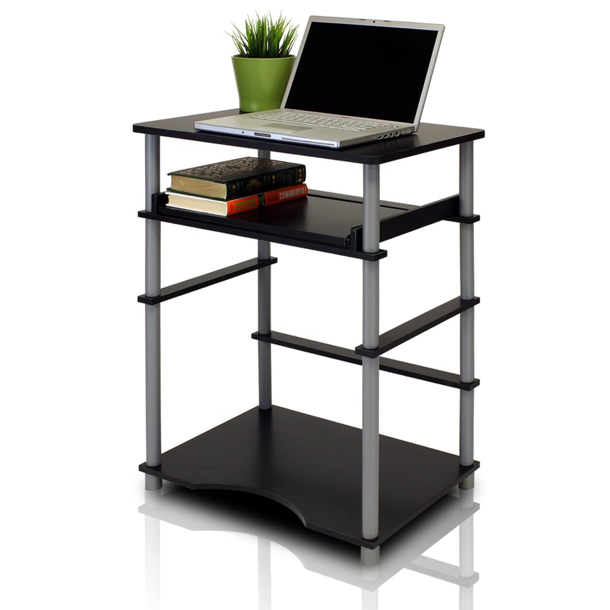 Furinno Compact Laptop Desk for Home Office, Black/Grey - Ideal for Small Spaces & Remote Work