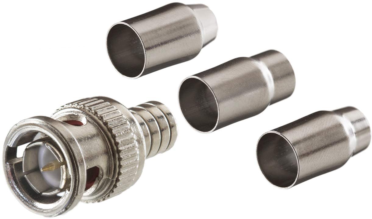 75 Ohm Male BNC Crimp Connector - 10 Pack (301-00-75TP) - Perfect for CCTV, Video Surveillance & RF Antenna Connections