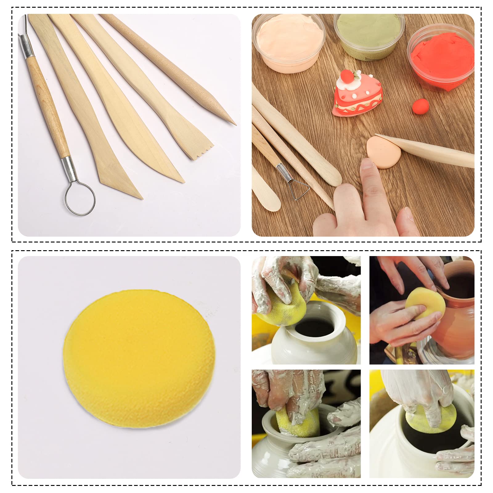 Polymer Clay Tools Kit 24pcs - Sculpting & Pottery Tools for Air Dry Clay & Rock Painting
