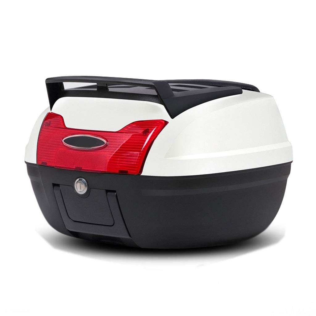Motorcycle Trunk Travel Luggage Storage Box - Large Capacity Waterproof Motorbike Accessory for Touring & Commuting (White, Red) - Perfect for Long Rides, Road Trips & Daily Storage Needs