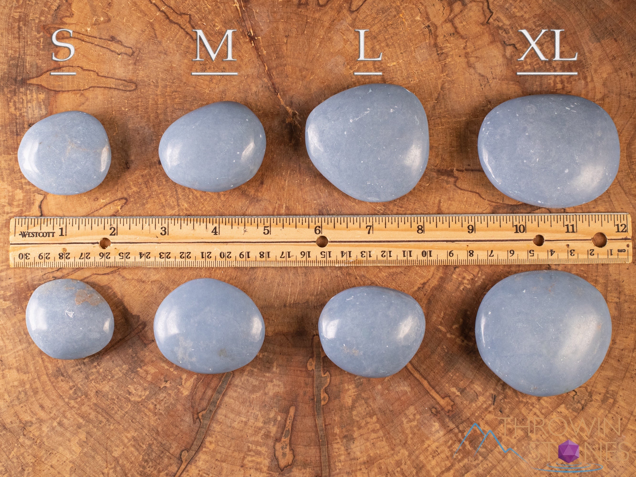 ANGELITE Crystal Palm Stone - Worry Stone for Stress Relief, Self Care & Healing | Natural Calming Crystal for Meditation, Anxiety Relief & Spiritual Growth (E0926)