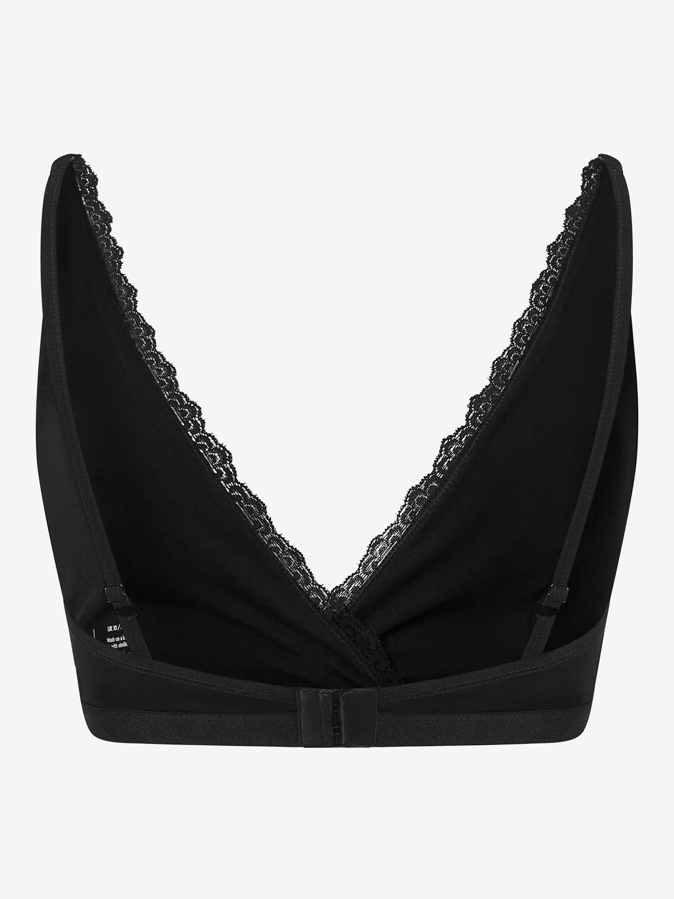 Komodo Margot Organic Cotton Lace Trim Bra - Black | Comfortable Wireless Bralette for Everyday Wear & Sleep