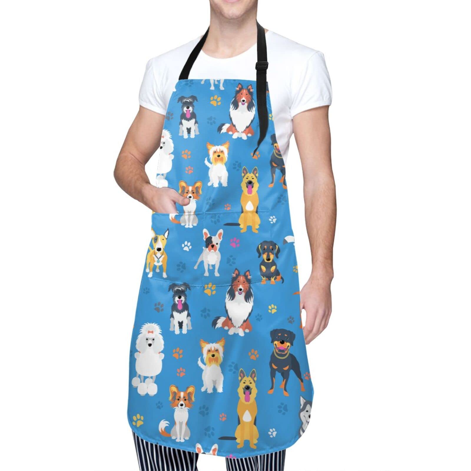 Cute Pink Pig Floral Waterproof Apron - Unisex Adjustable Kitchen Cooking Apron for Baking, BBQ, Gardening & Crafting